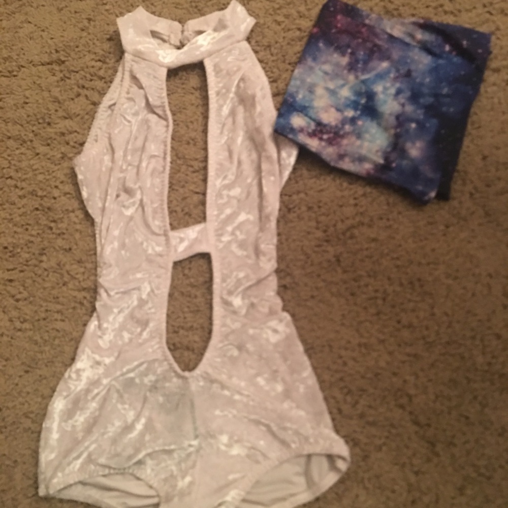 Iheartraves velvet bodysuit with FREE galaxy mask